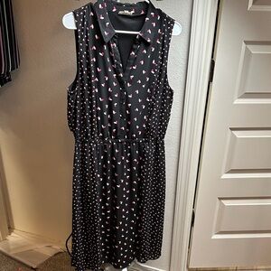 Black and Pink Heart Print Women's Dress